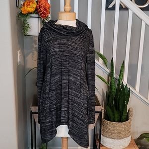 Joan Vass  Pocket Cowl Neck Tunic Sweater L